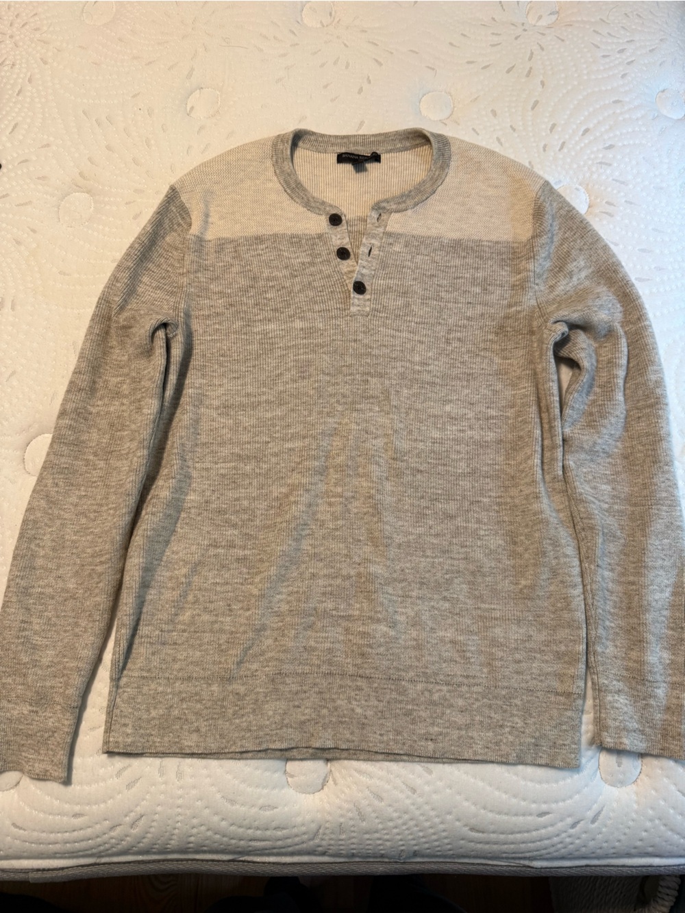 Banana Republic Light Gray Button-Neck Men's Sweater
